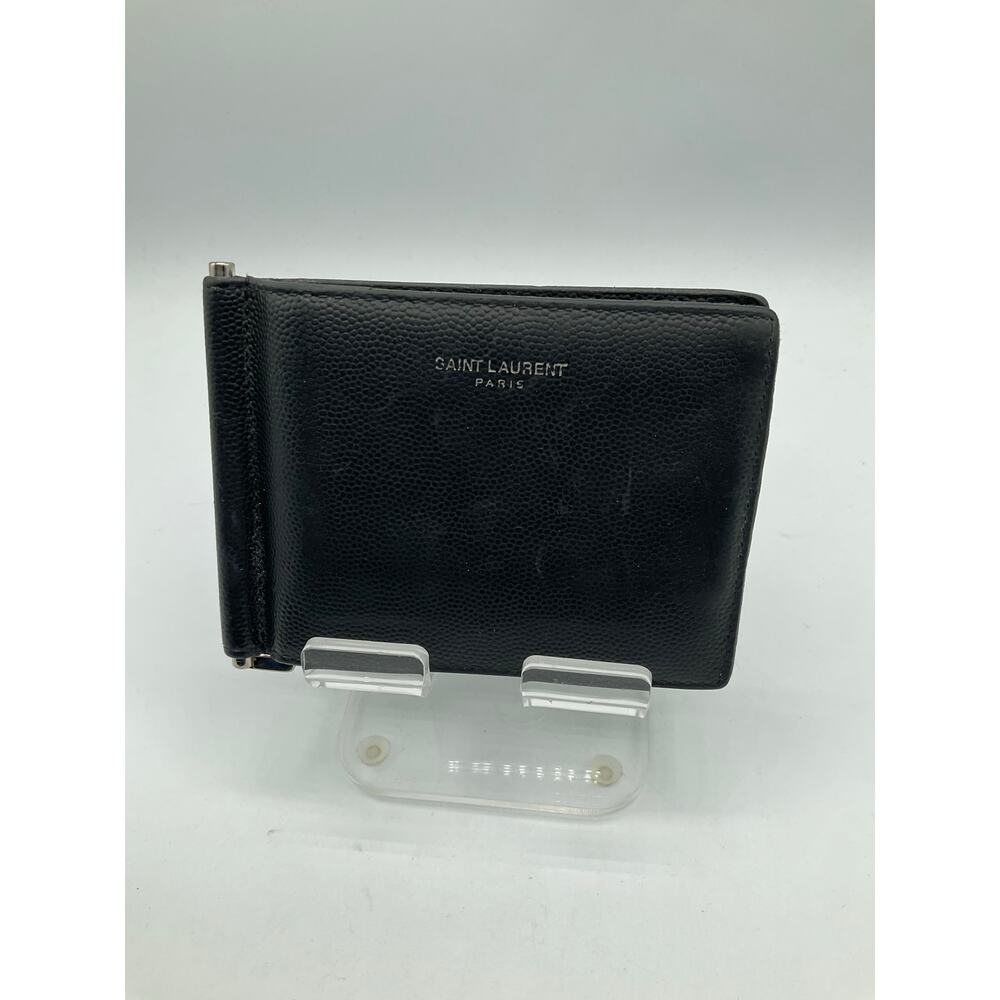 Saint Laurent Black Leather Money Clip Wallet